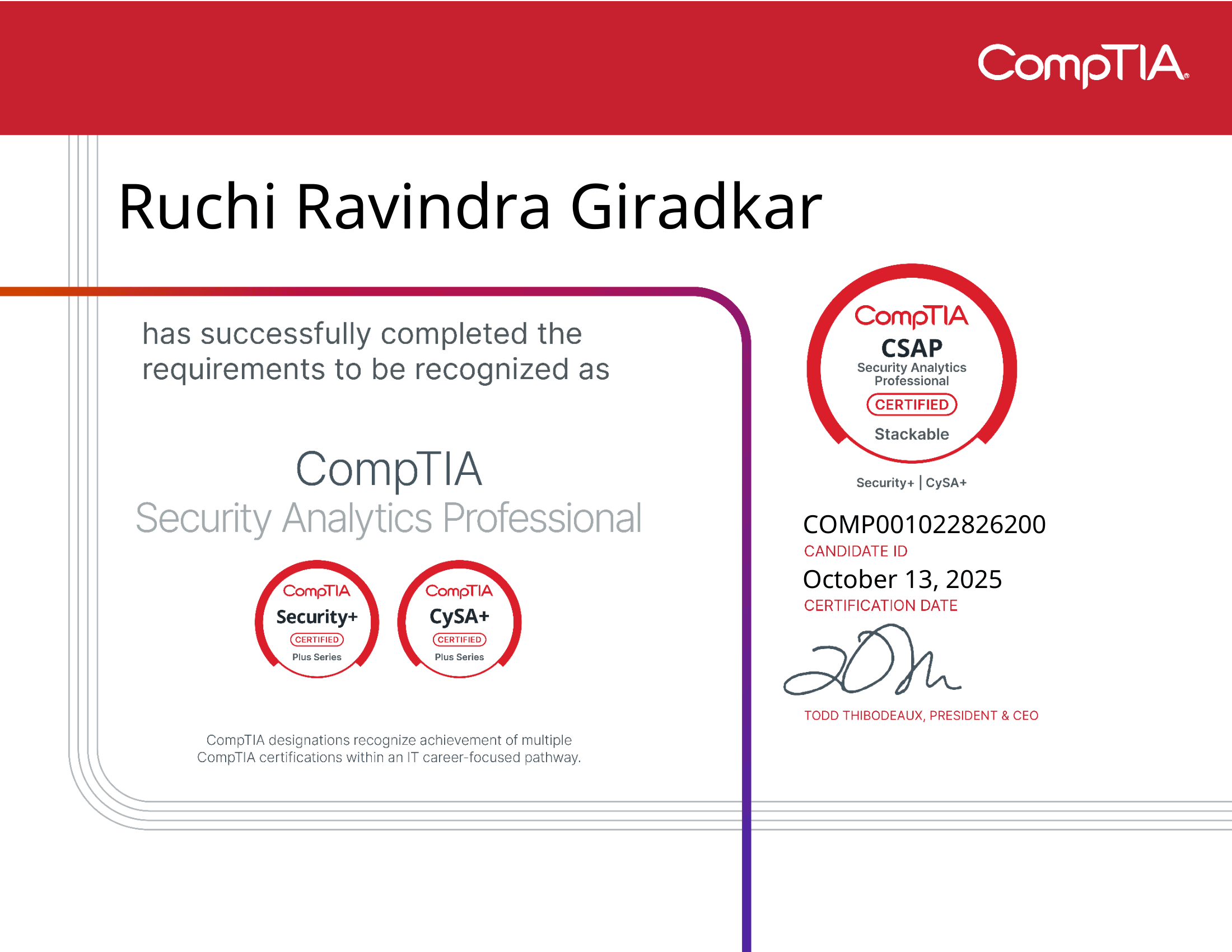 CompTIA CSAP badge